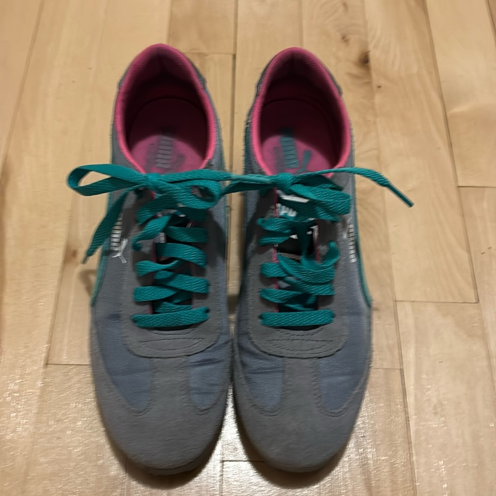 Size 8 grey - pink - teal Puma wedge sneakers